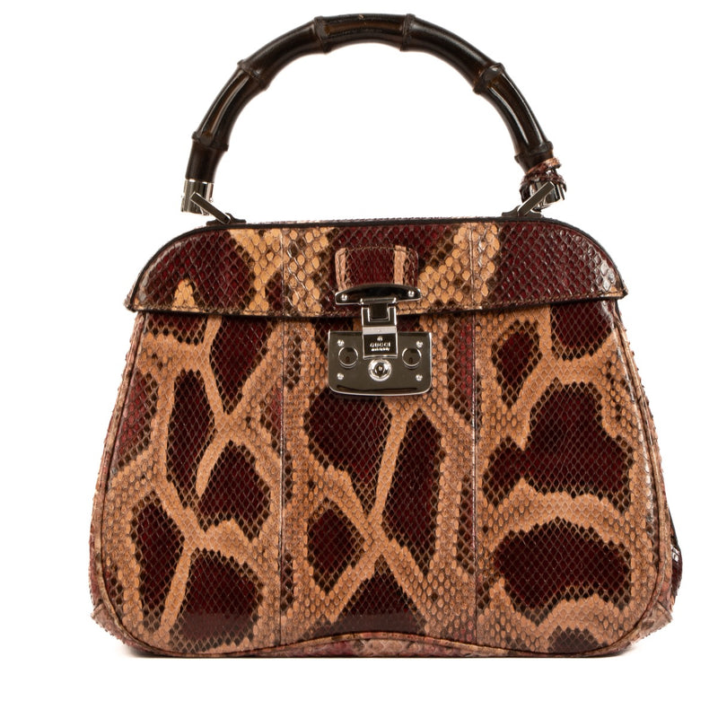 Shop 100% authentic second-hand Gucci Burgundy Lady Lock Python Top Handle on Labellov.com