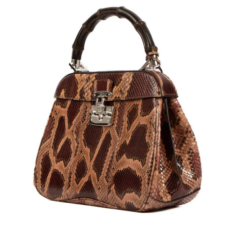 Shop 100% authentic second-hand Gucci Burgundy Lady Lock Python Top Handle on Labellov.com