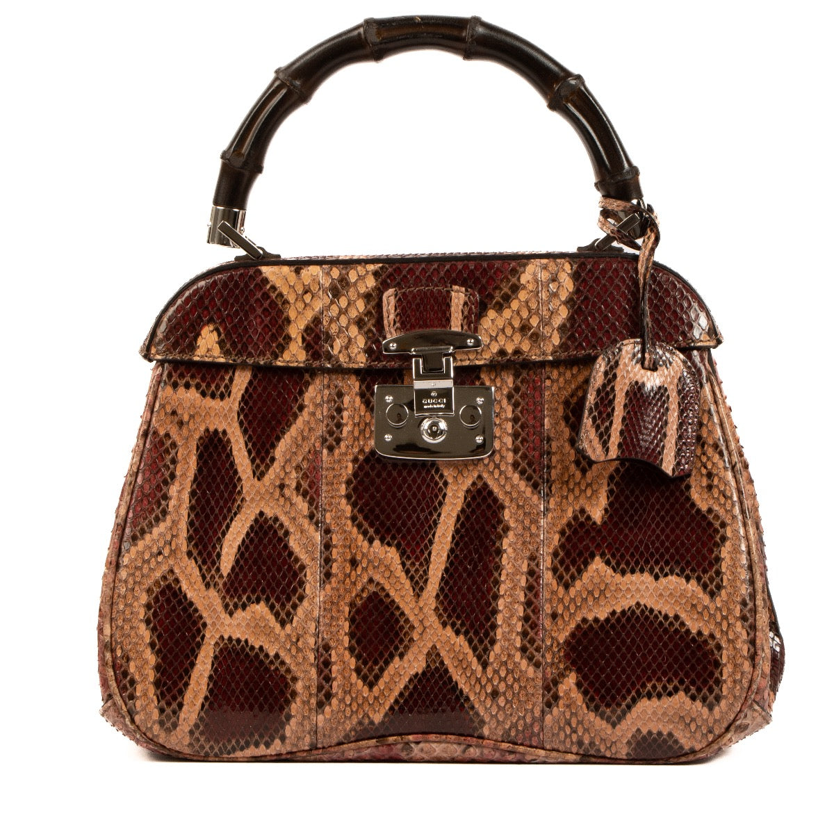 Shop 100% authentic second-hand Gucci Burgundy Lady Lock Python Top Handle on Labellov.com