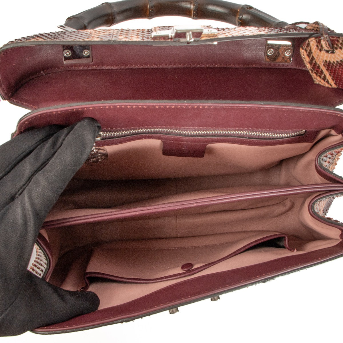Shop 100% authentic second-hand Gucci Burgundy Lady Lock Python Top Handle on Labellov.com