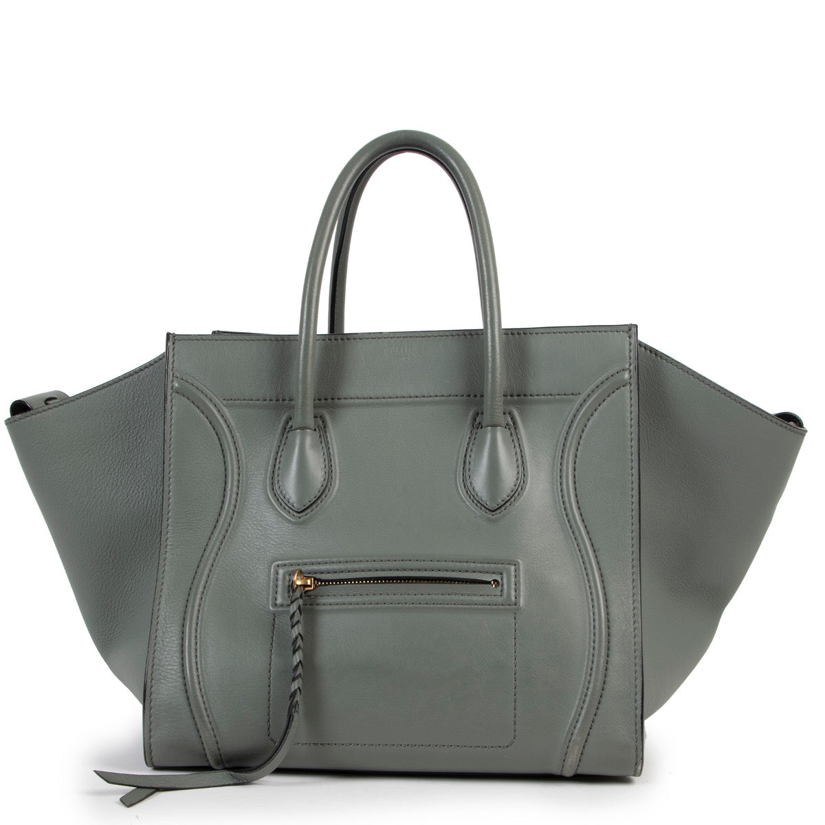 Céline Mint Green Mini Luggage Drummed Calfskin