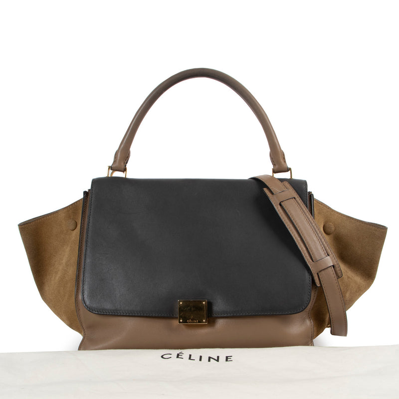 Celine Grijs & Beige Middelgrote Trapeze Schoudertas