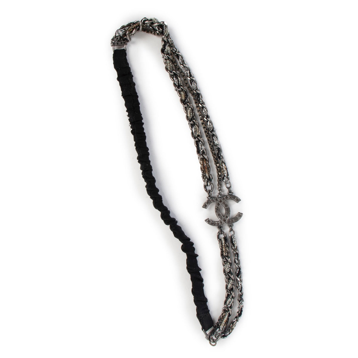 Chanel Black Chain CC Logo Hairband