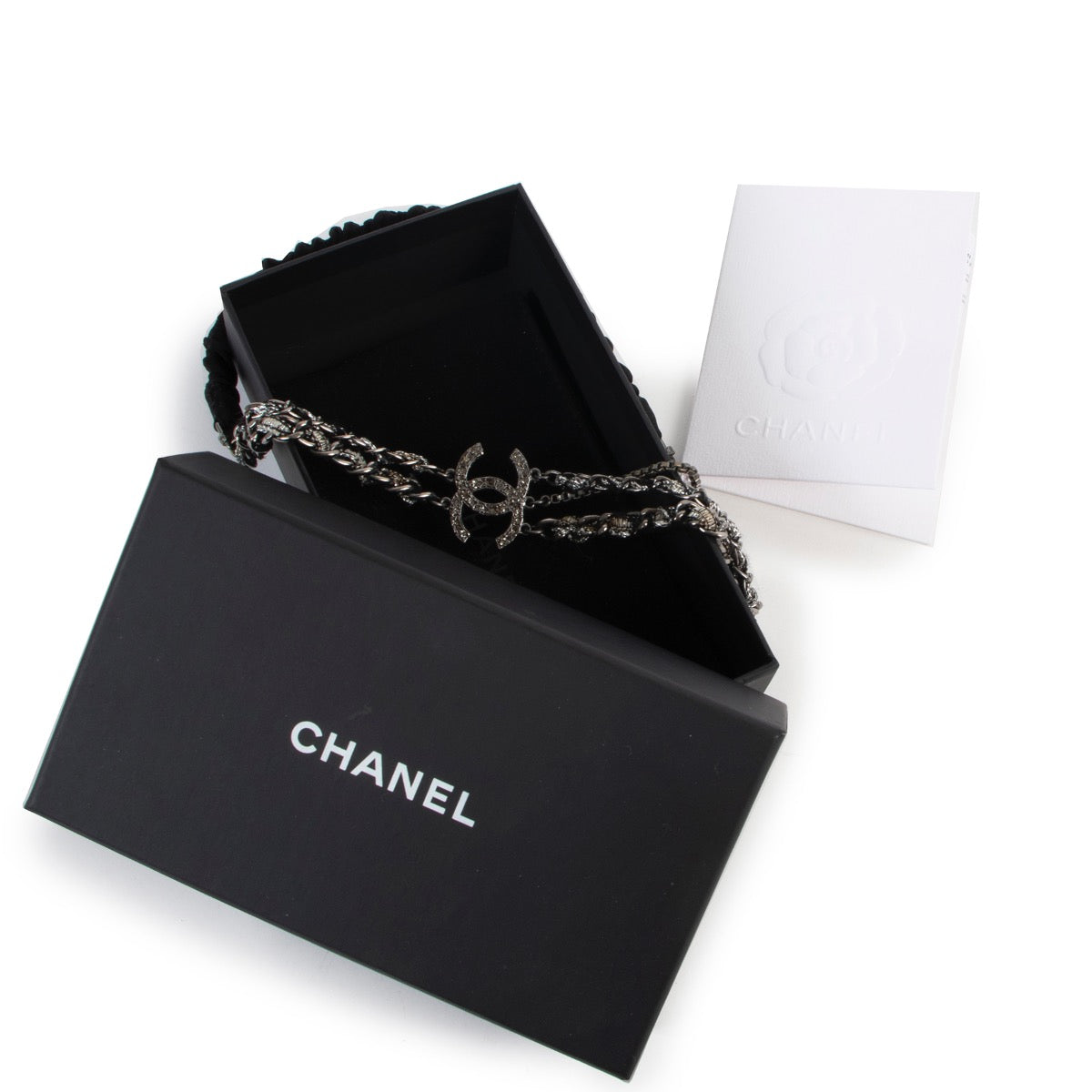 shop safe online Chanel Black Chain CC Logo Hairband
