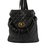 Chanel Vintage Black Quilted CC Flap Backpack