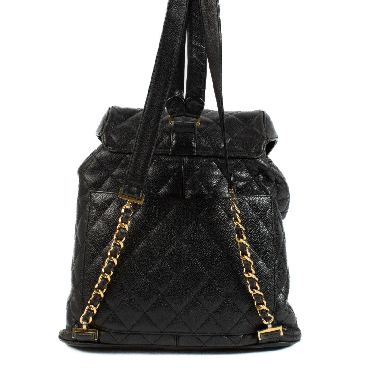 Chanel Vintage Black Quilted CC Flap Backpack