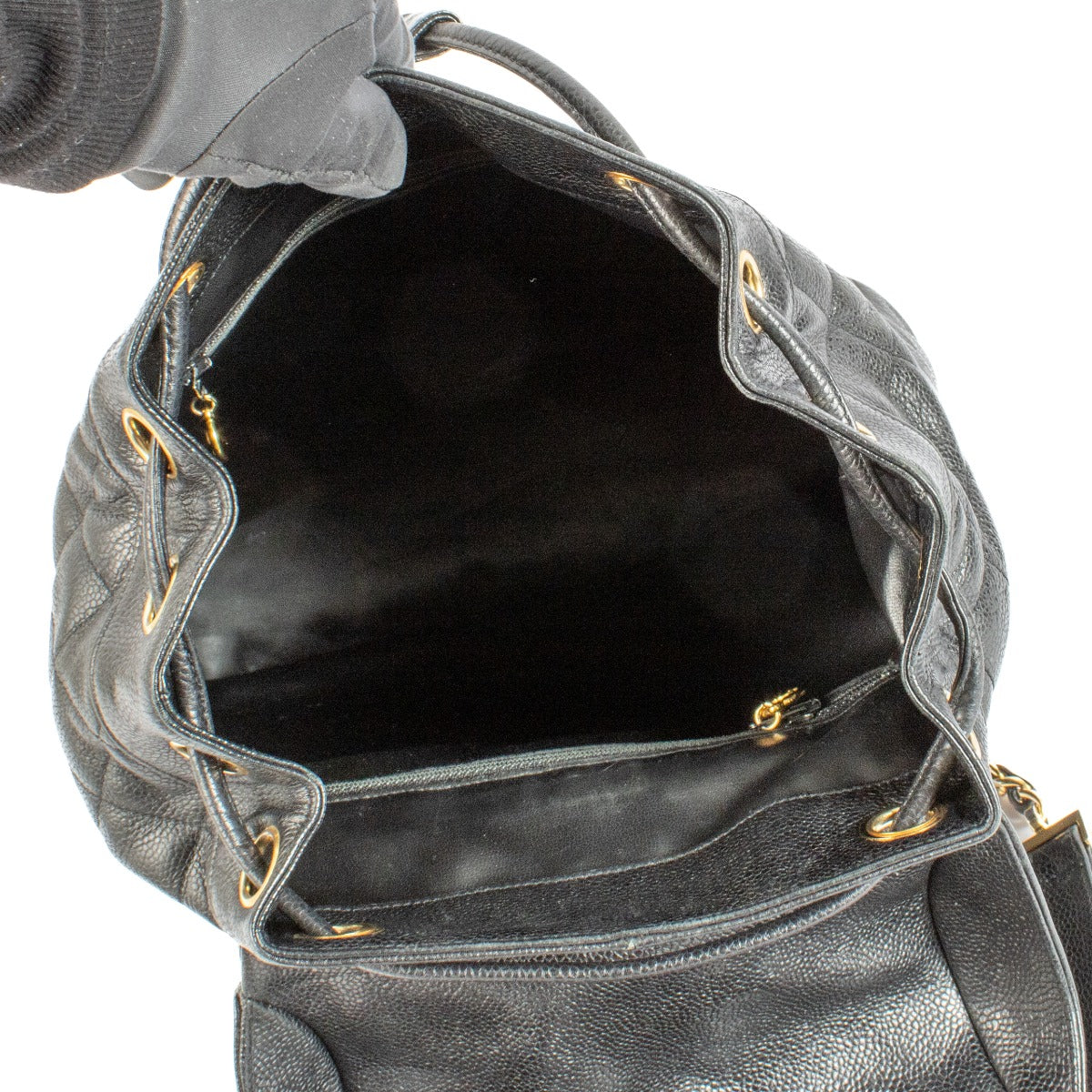 Chanel Vintage Black Quilted CC Flap Backpack