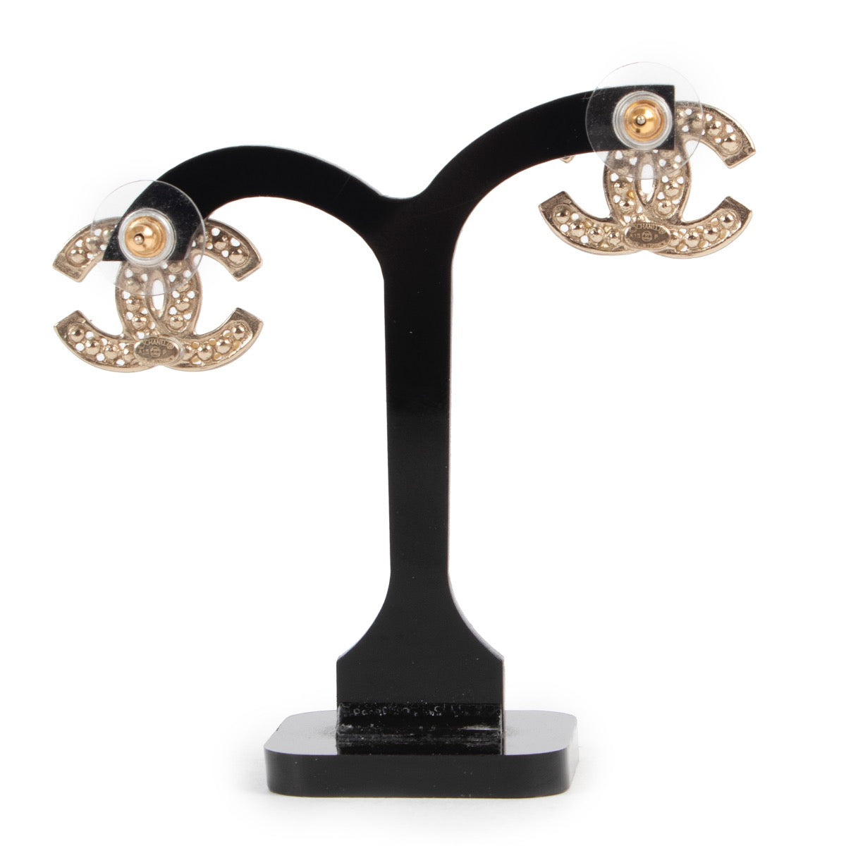 Boucles d'oreilles Chanel CC Perles Fantaisie Dorées