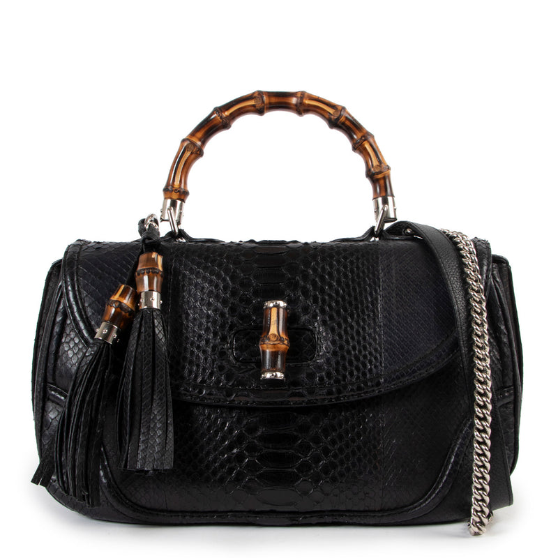 Gucci Black Python New Bamboo Large Top Handle for the best price at Labellov