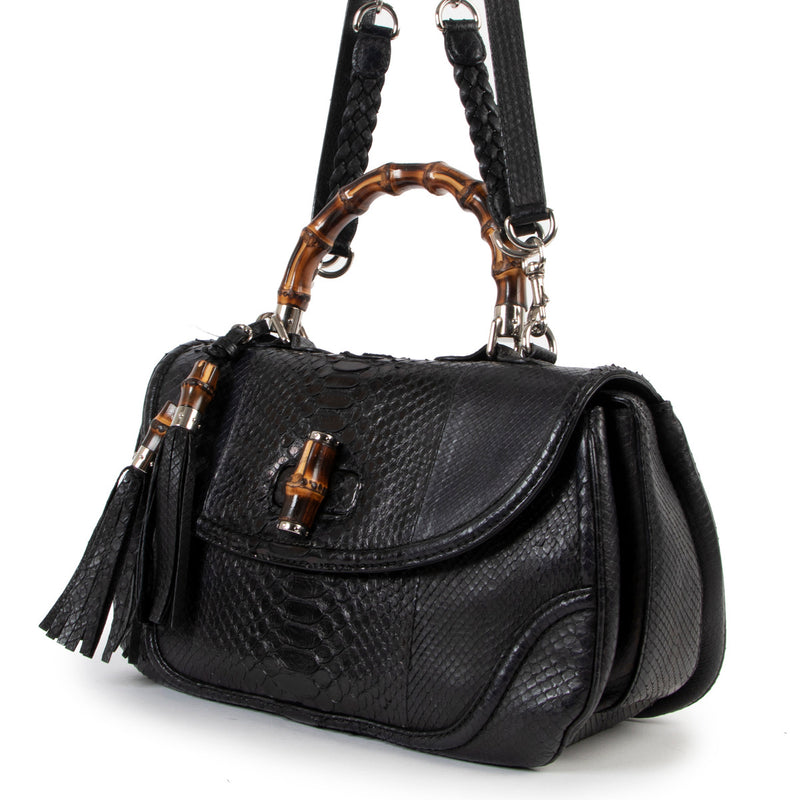Gucci Black Python New Bamboo Large Top Handle pour le meilleur prix chez Labellov à Anvers Belgique