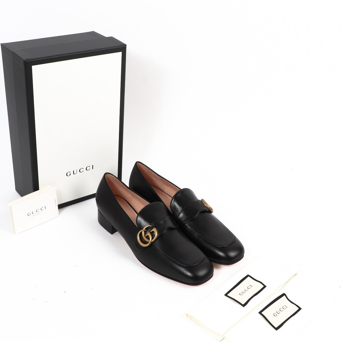 Gucci Black GG Marmont Loafers