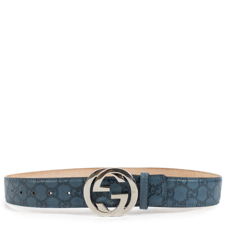Gucci Blauwe Signature Riem - maat 95