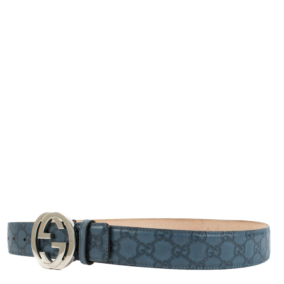 Gucci Blue Logo Belt - size 95