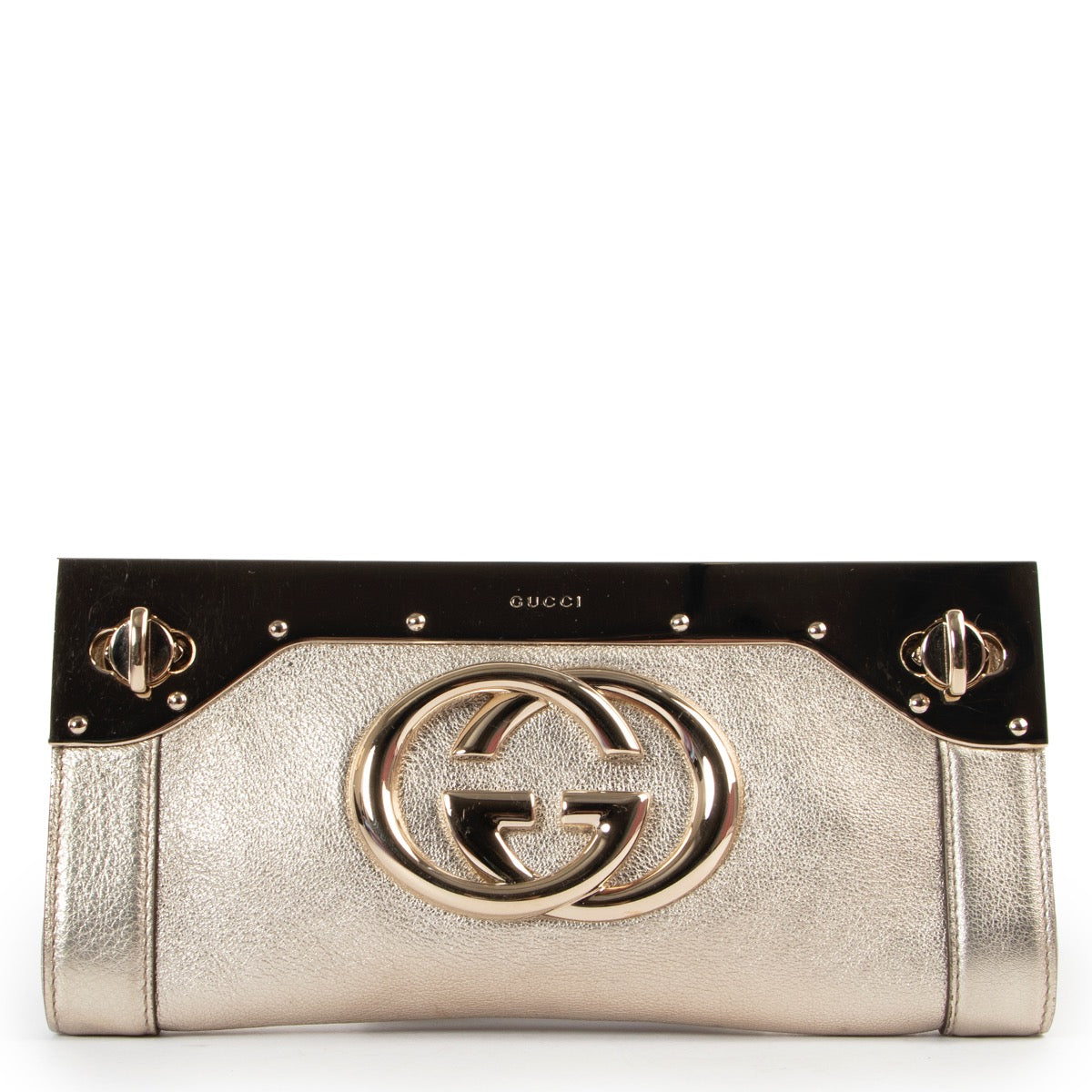 Buy an authentic second hand Gucci Gold Britt Clutch in excellent condition at Labellov