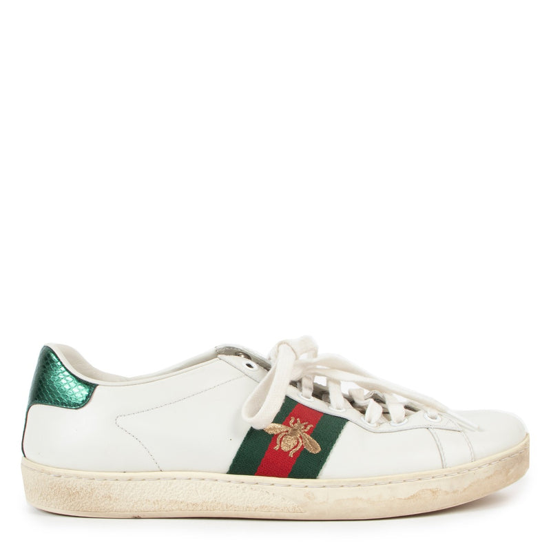 Gucci White Ace Bee Embroidered Sneakers