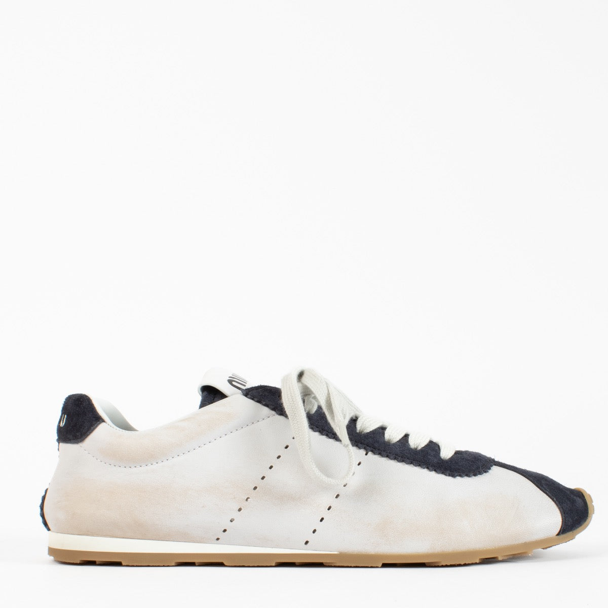 Baskets en cuir Nappa délavé Miu Miu Plume blanc - Taille 41
