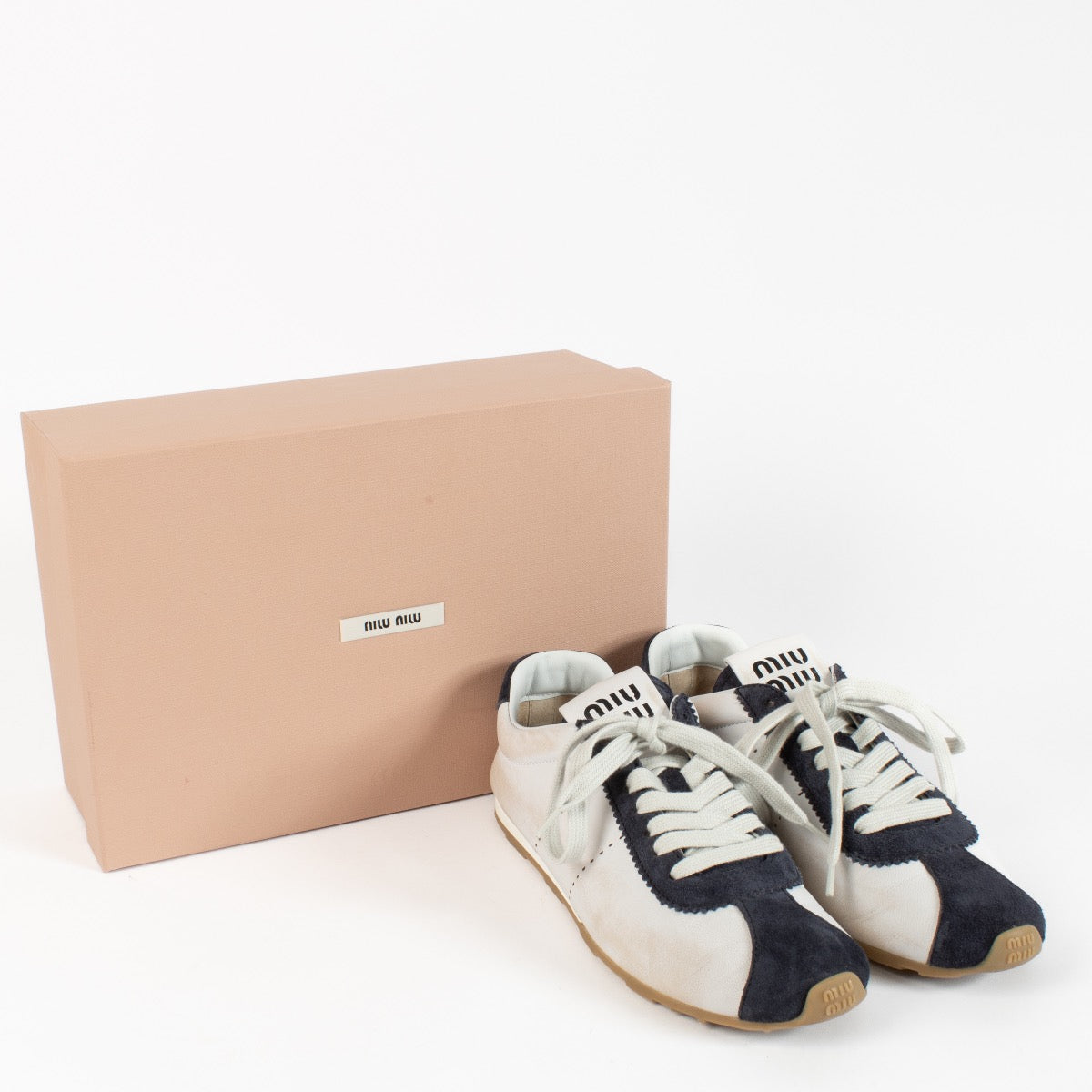 Baskets en cuir Nappa délavé Miu Miu Plume blanc - Taille 41