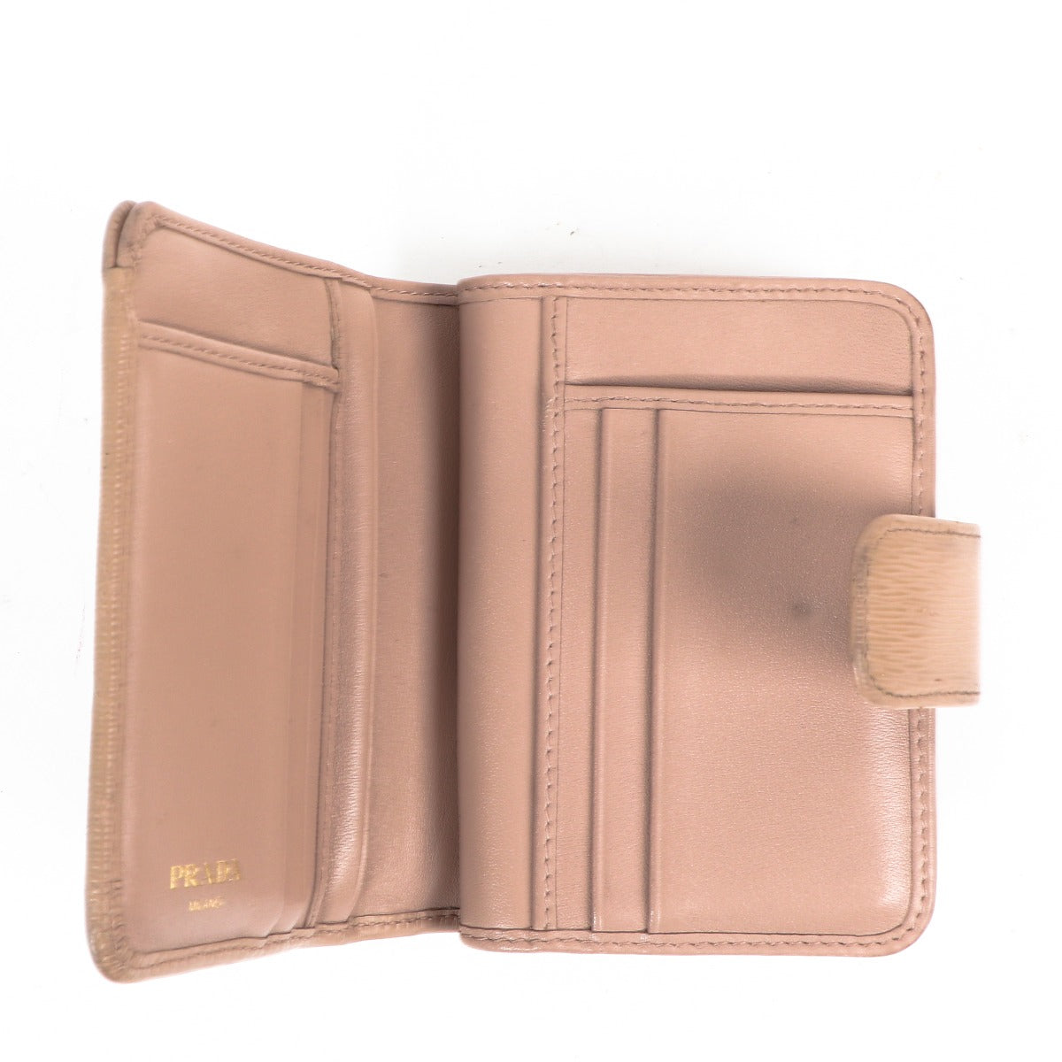 Prada Beige Compacte Portemonnee van Saffianoleer