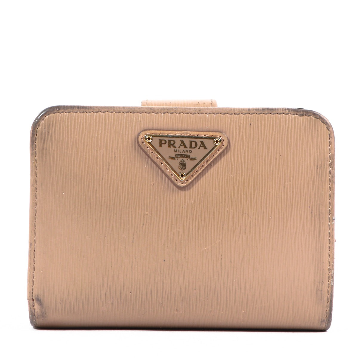 Prada Beige Saffiano Leather Compact Wallet