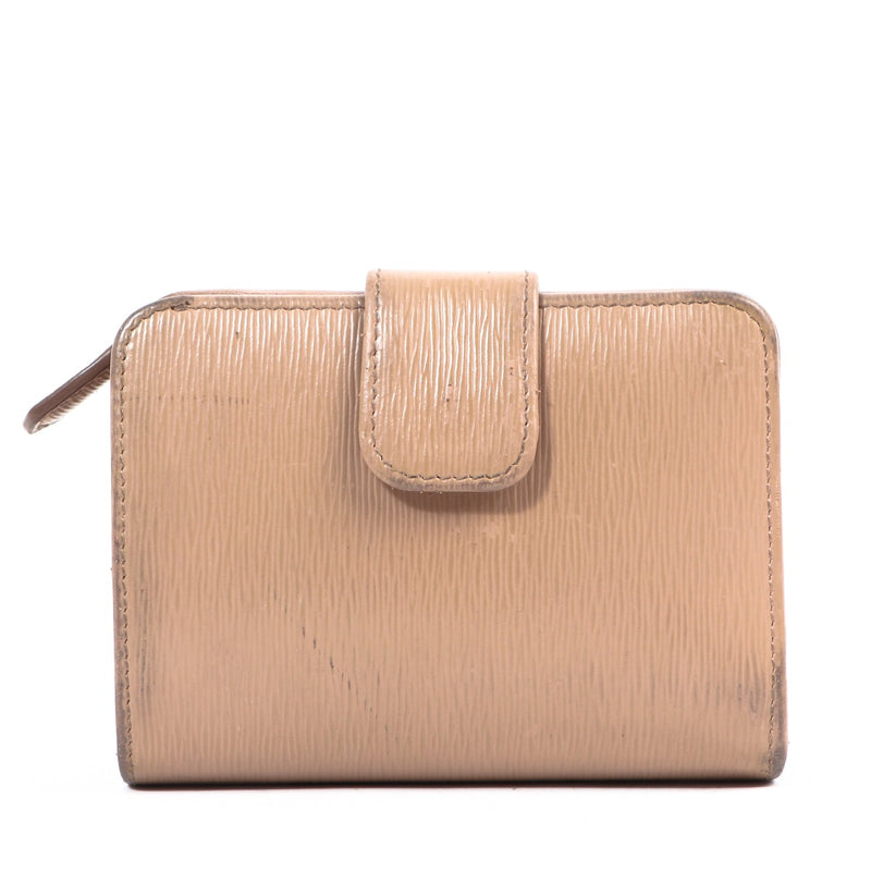 Prada Beige Saffiano Leather Compact Wallet