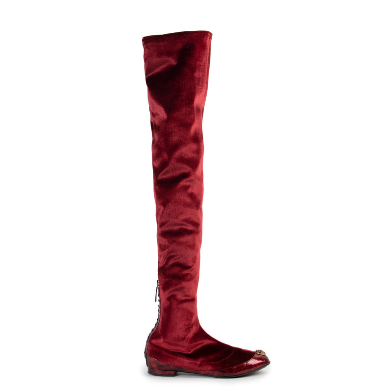 Chanel Pre-Fall 2012 Red Velvet Over-the-knee Boots
