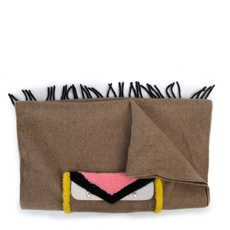 Fendi Shearling Leather-Trimmed Fringed Wool Cashmere-Blend Scarf