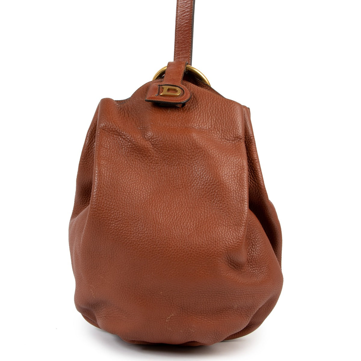 Shop vintage second hand designer luxury Delvaux Caramel Brown Vintage Bucket Bag at Labellov.