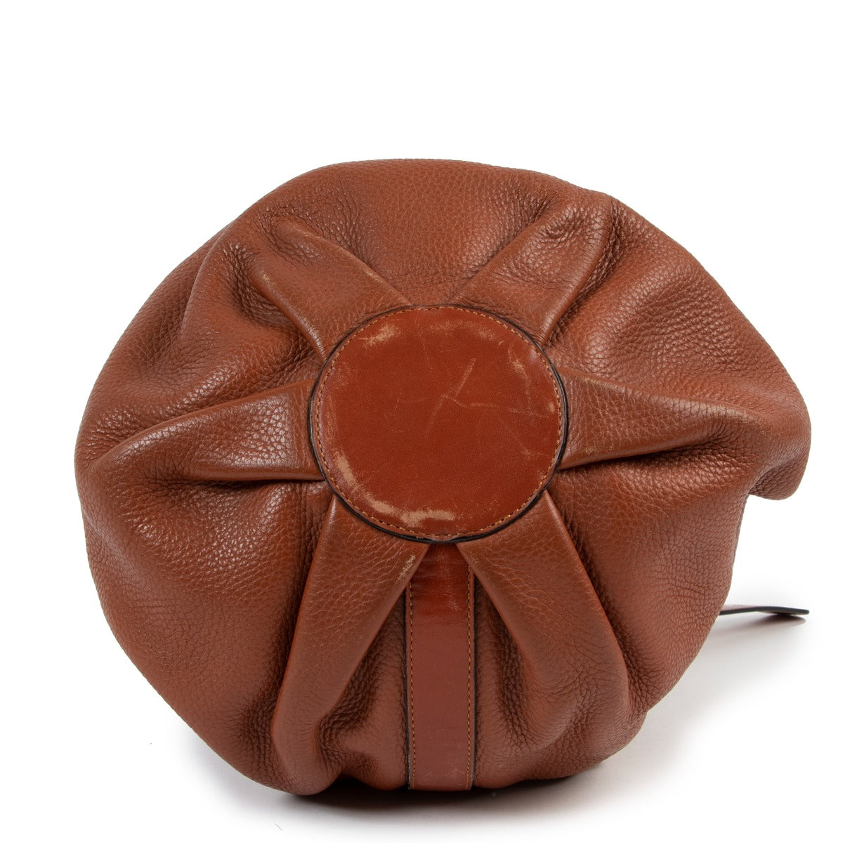 Shop vintage second hand designer luxury Delvaux Caramel Brown Vintage Bucket Bag at Labellov.