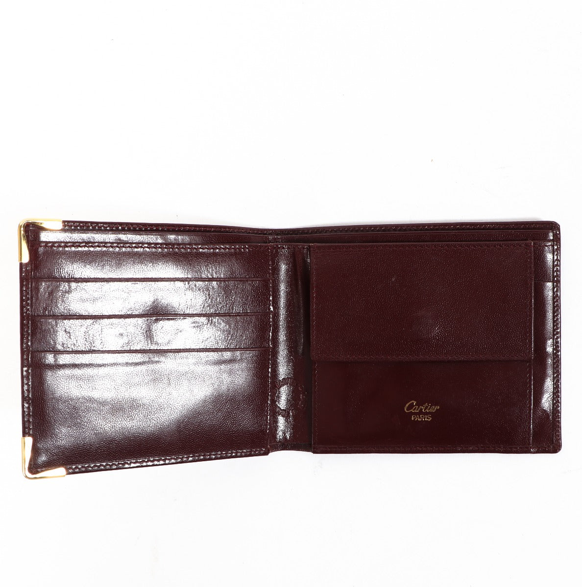 Portefeuille à deux volets Cartier couleur bordeaux