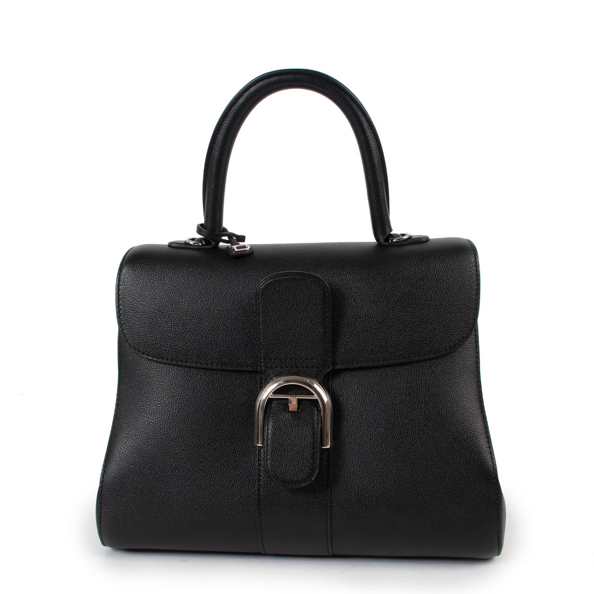 Shops safe online at Labellov in Antwerp this 100% authentic second hand Delvaux Black Rodéo Leather MM Brillant + Strap
