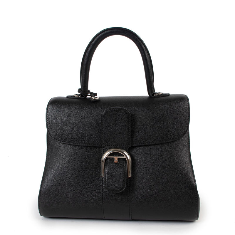 Shops safe online at Labellov in Antwerp this 100% authentic second hand Delvaux Black Rodéo Leather MM Brillant + Strap
