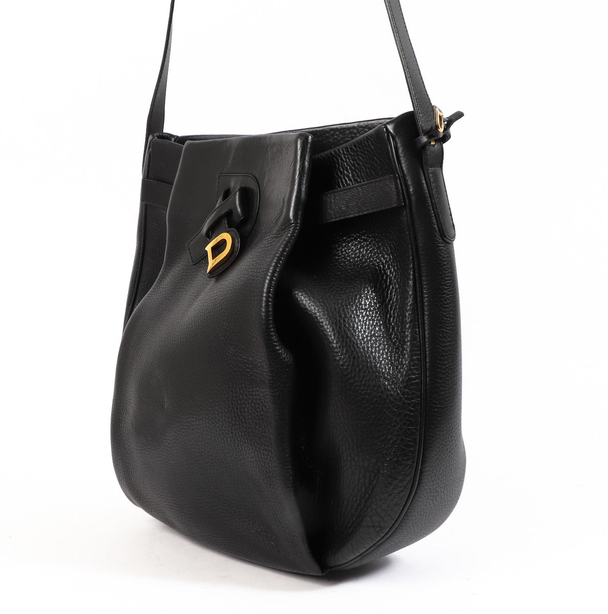 Sac bandoulière vintage en cuir noir Delvaux Banniere