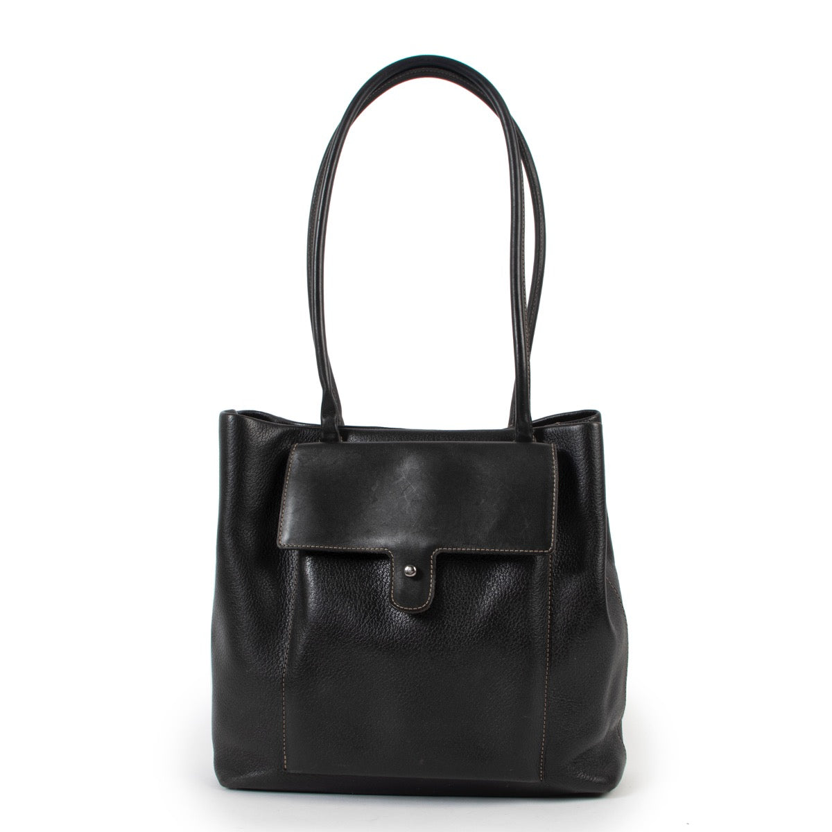 Shop safe online at Labellov in Antwerp this 100% authentic second hand Deux De Delvaux Black Leather Shoulder Bag