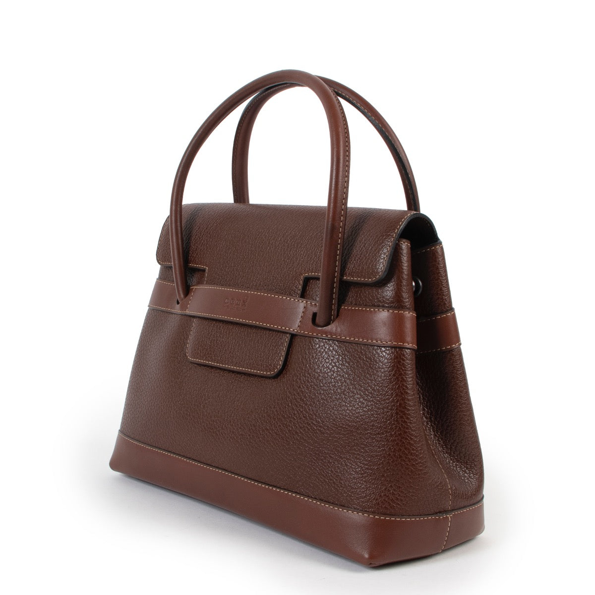 Shop safe online at Labellov in Antwerp this 100% authentic second hand Deux De Delvaux Chocolate Brown Top Handle