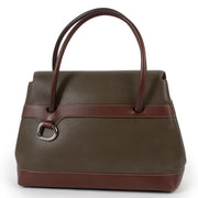 Shop safe online at Labellov in Antwerp this 100% authentic second hand Deux De Delvaux Khaki Green Top Handle