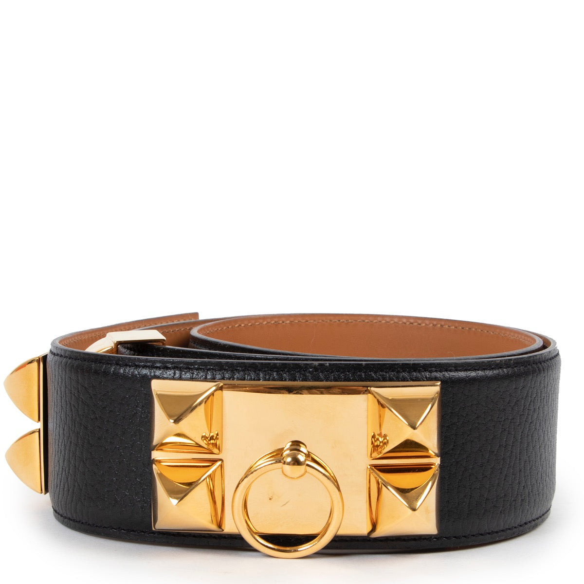 Buy an authentic second hand Hermès Black Collier de Chien Belt - Size 80 in very good condition at Labellov.
