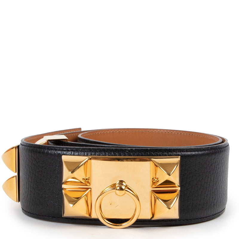 Buy an authentic second hand Hermès Black Collier de Chien Belt - Size 80 in very good condition at Labellov.