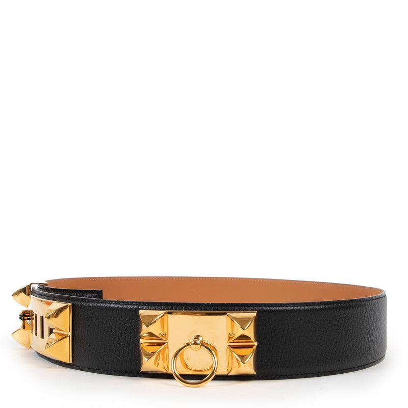 Buy an authentic second hand Hermès Black Collier de Chien Belt - Size 80 in very good condition at Labellov.