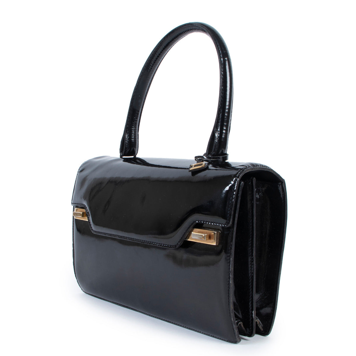 Delvaux Black Patent Top Handle