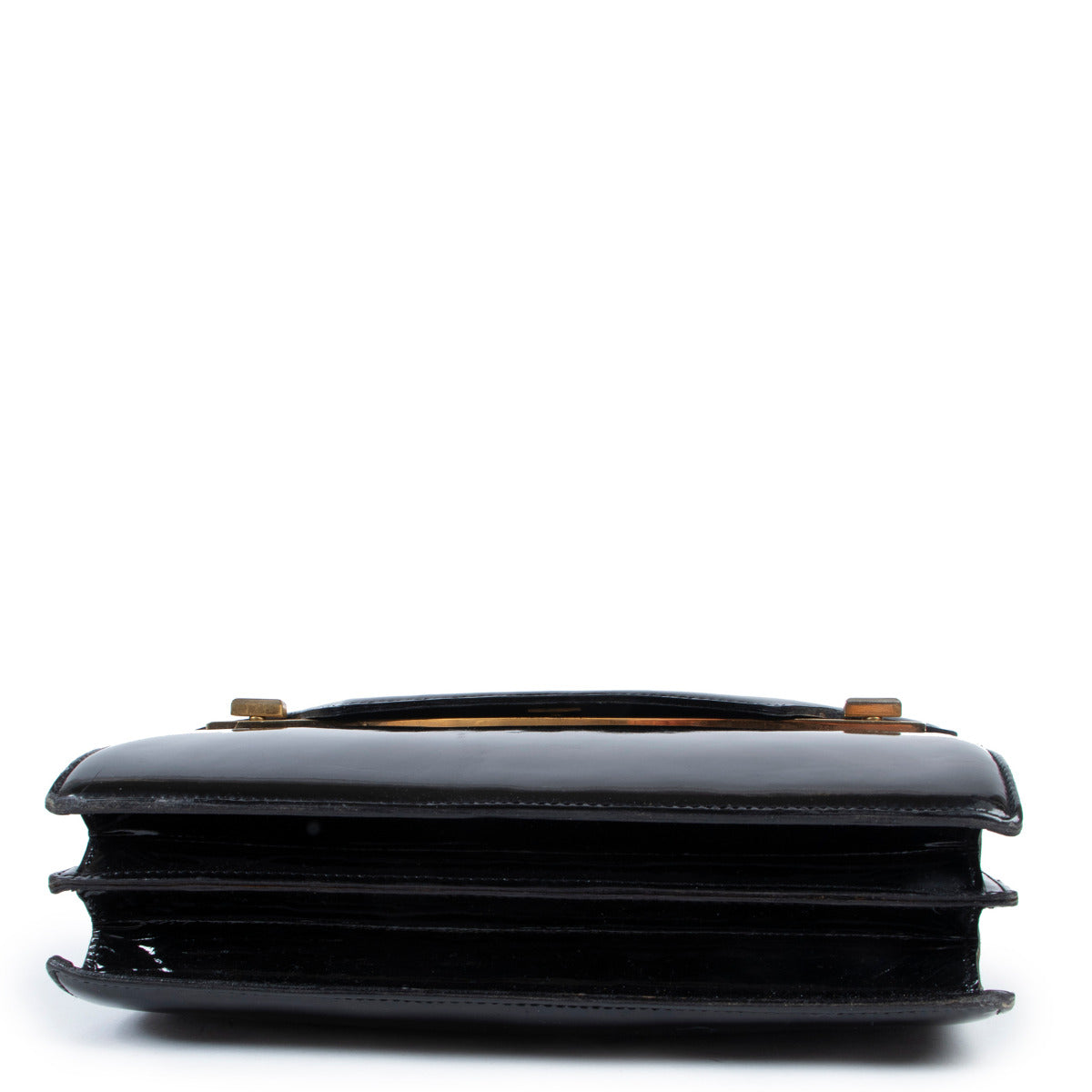 Delvaux Black Patent Top Handle