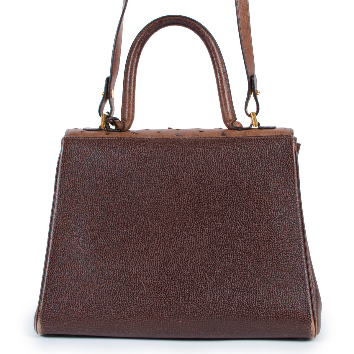Delvaux Brilliant MM en autruche marron châtaigne + bandoulière