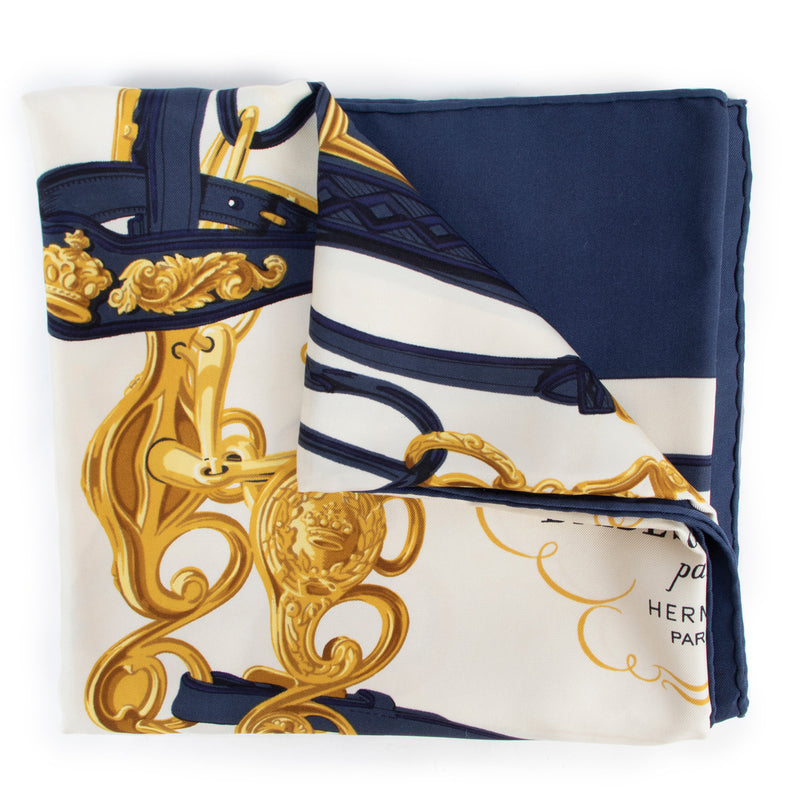 Hermès Brides de Gala Blue Silk Carré Scarf for the best price at Labellov secondhand luxury