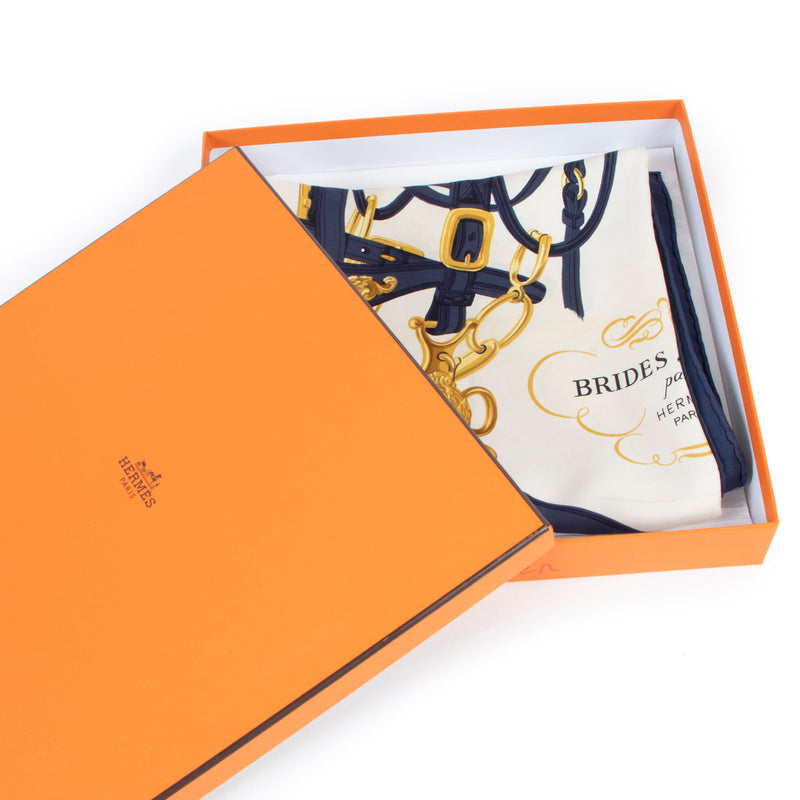 Hermès Brides de Gala Blue Silk Carré Scarf for the best price at Labellv