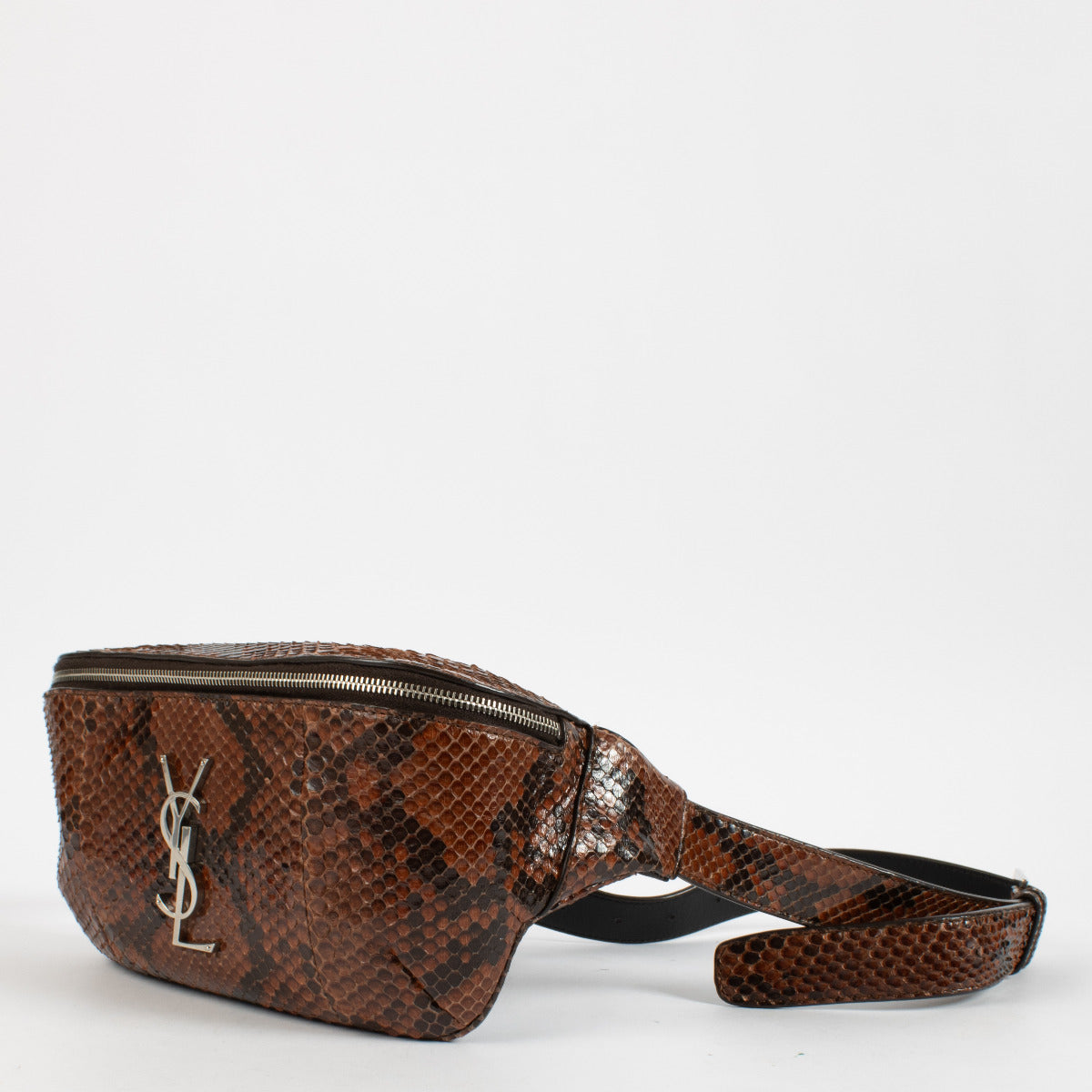 Sac ceinture Saint Laurent en python marron