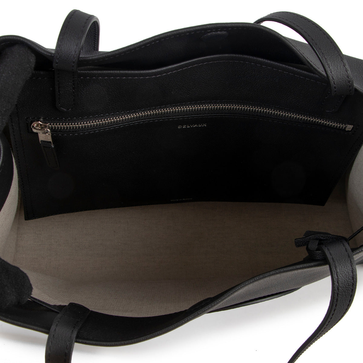 Sac cabas porté épaule Delvaux en veau Rodeo noir
