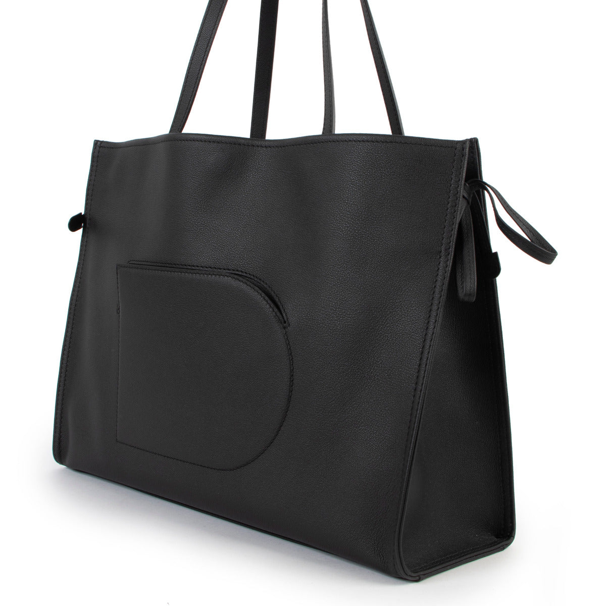 Sac cabas porté épaule Delvaux en veau Rodeo noir
