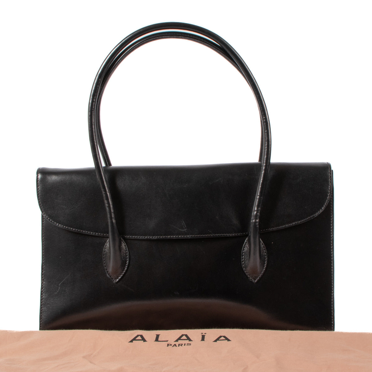 Sac porté main Alaïa en cuir noir