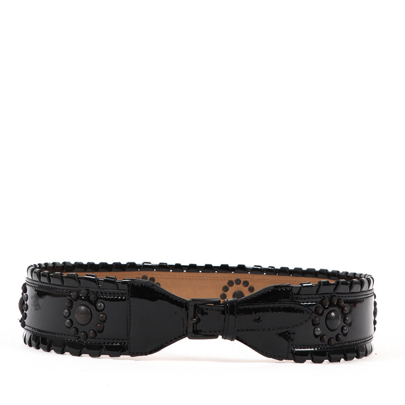 Shop safe online at Labellov in Antwerp this 100% authentic second hand Alaia Black Patent Leather Belt - size 80