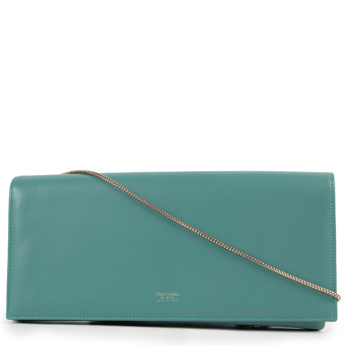 Buy an authentic second hand Armani Blue-Green Clutch/ Crossbody Bag in pristine condition at Labellov