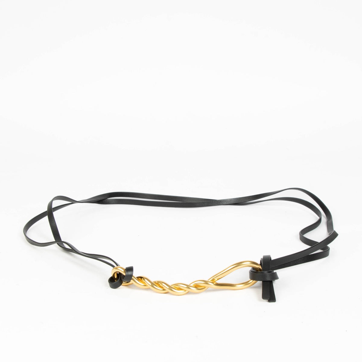 Bottega Veneta Black Calfskin Double Strap Belt